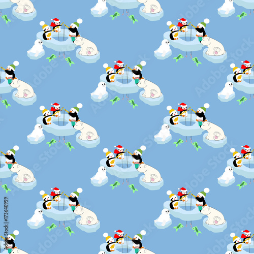 Penguins fishing pattern