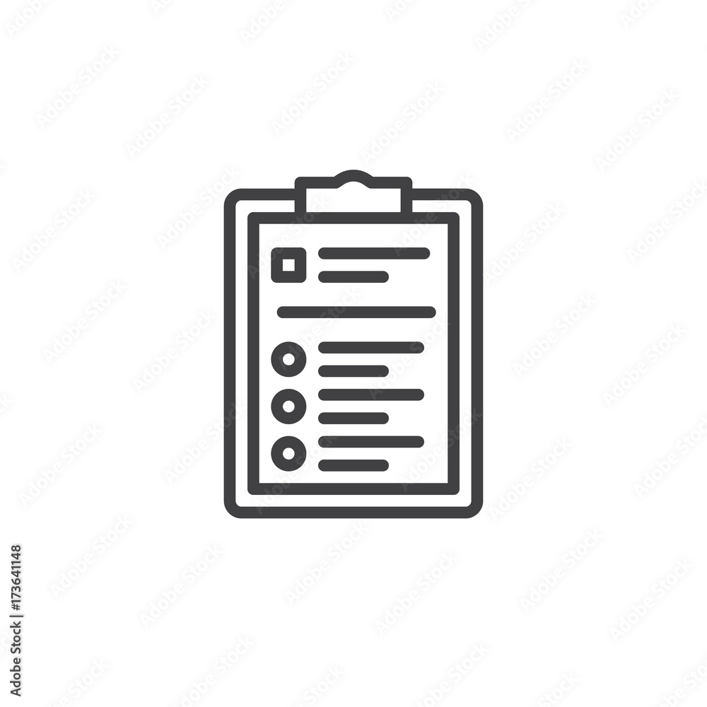 Clipboard line icon, outline vector sign, linear style pictogram isolated on white. Form symbol, logo illustration. Editable stroke Clipboard line icon, outline vector sign, linear style pictogram isolated on white. Form symbol, logo illustration. Editable stroke