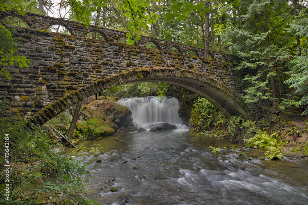 Fototapeta premium Stone Bridge at Whatcom Falls Park Washington State USA America
