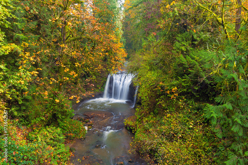 Hidden Falls in Autumn season Happy Valley Oregon USA America photo