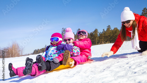 family in winter resort