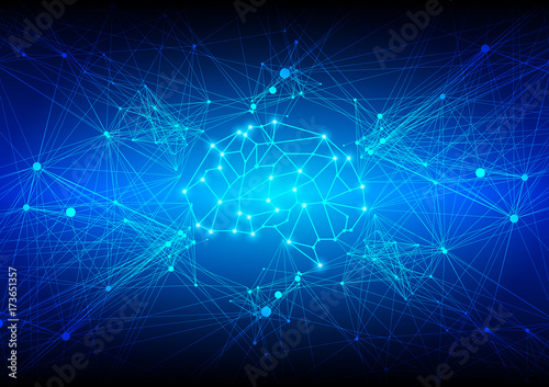 Abstract Mesh Background with brain, Lines and Shapes. © mrspopman