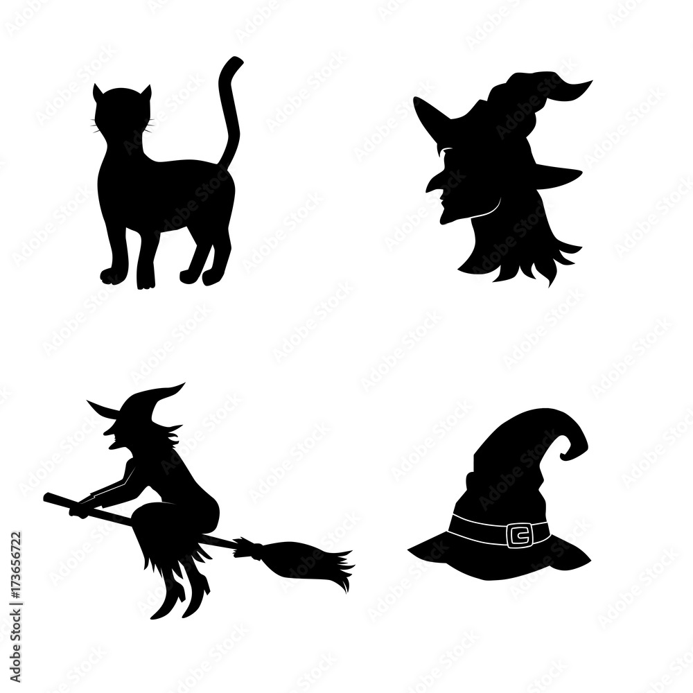 Witch icon set. Vector art.