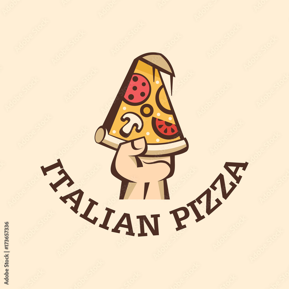 Εκτύπωση καμβά A slice of hot pizza with mushrooms, sausage, tomatoes and cheese in hand