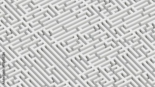 Fényképezés Aerial orthographic perspective of a border-less white stone maze