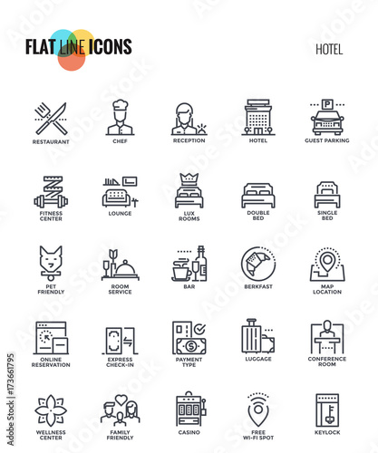 Flat line icons design-Hotel