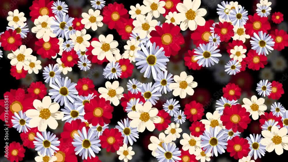 Rotating flowers with dark background Rotating flowers with dark background