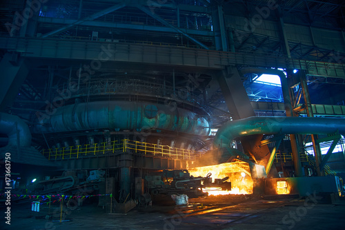 A blast furnace at a steel plant