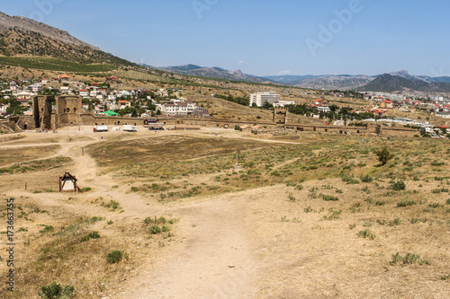 View from the hill to the city of Sudak.