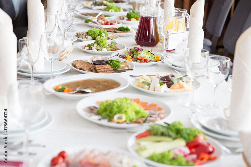 Wedding table, delicious, restaurant meal