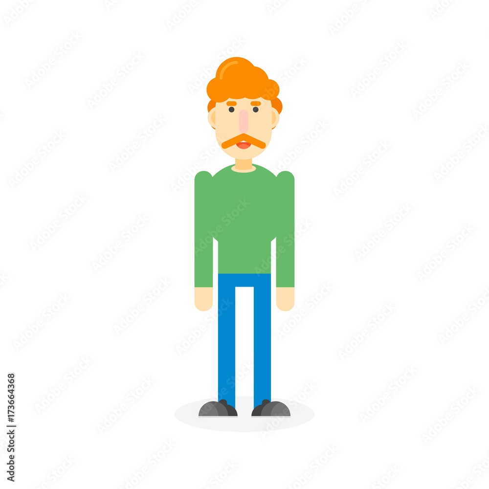 Color flat man Vector on white