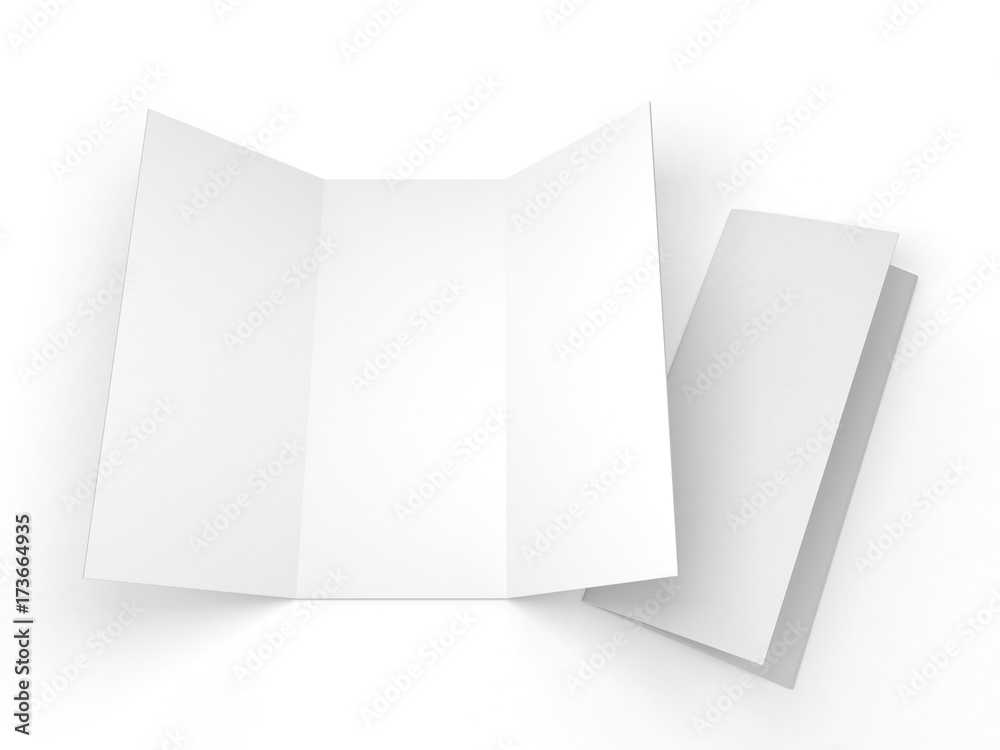 Leaflet white template paper. 3D rendering Leaflet white template paper. 3D rendering