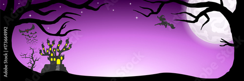 Banner mit Spukschloss in einer Vollmondnacht 