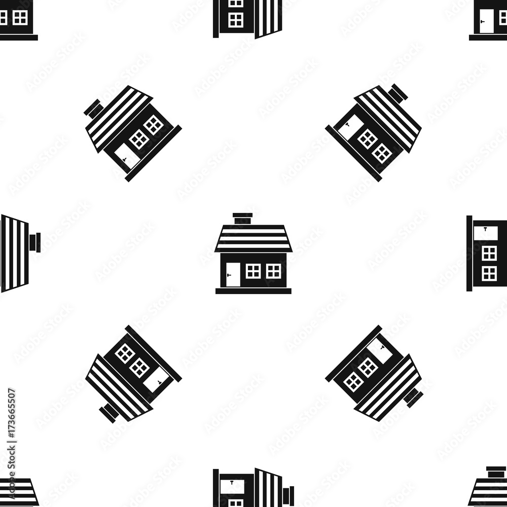 Fototapeta premium One-storey house pattern seamless black
