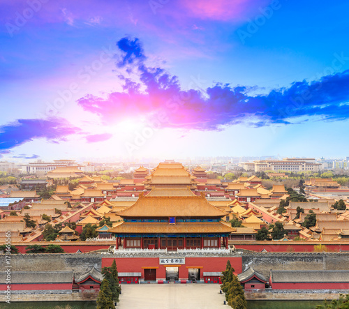 Beijing forbidden city scenery at sunset,China,Chinese symbols © ABCDstock