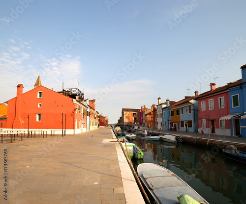 canal and the colorful houses of the BURANO island near Venice i