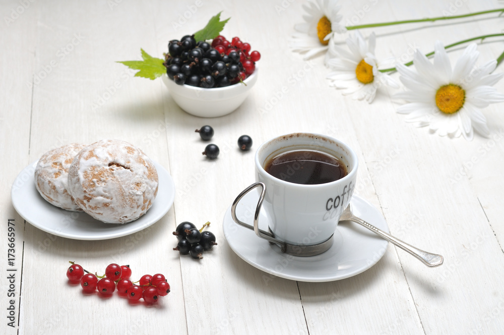 Morning coffee on a wooden table Morning coffee on a wooden table