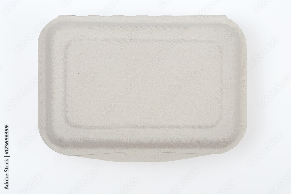 Unbleached plant fiber food box isolated on white with clipping path, Natural fiber eco food box Unbleached plant fiber food box isolated on white with clipping path, Natural fiber eco food box