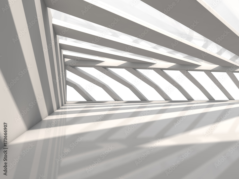 Abstract modern architecture background, empty white open space interior. 3D rendering