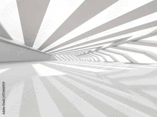 Abstract modern architecture background, empty white open space interior. 3D rendering