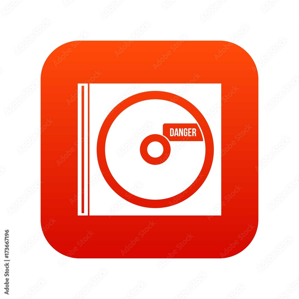 CD with danger lettering icon digital red CD with danger lettering icon digital red