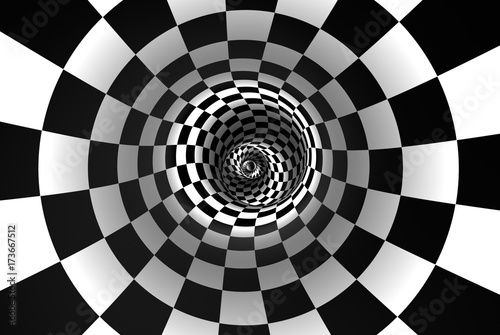 Fototapeta Naklejka Na Ścianę i Meble -  Chess spiral (concept image). The space and time. 3D illustration.