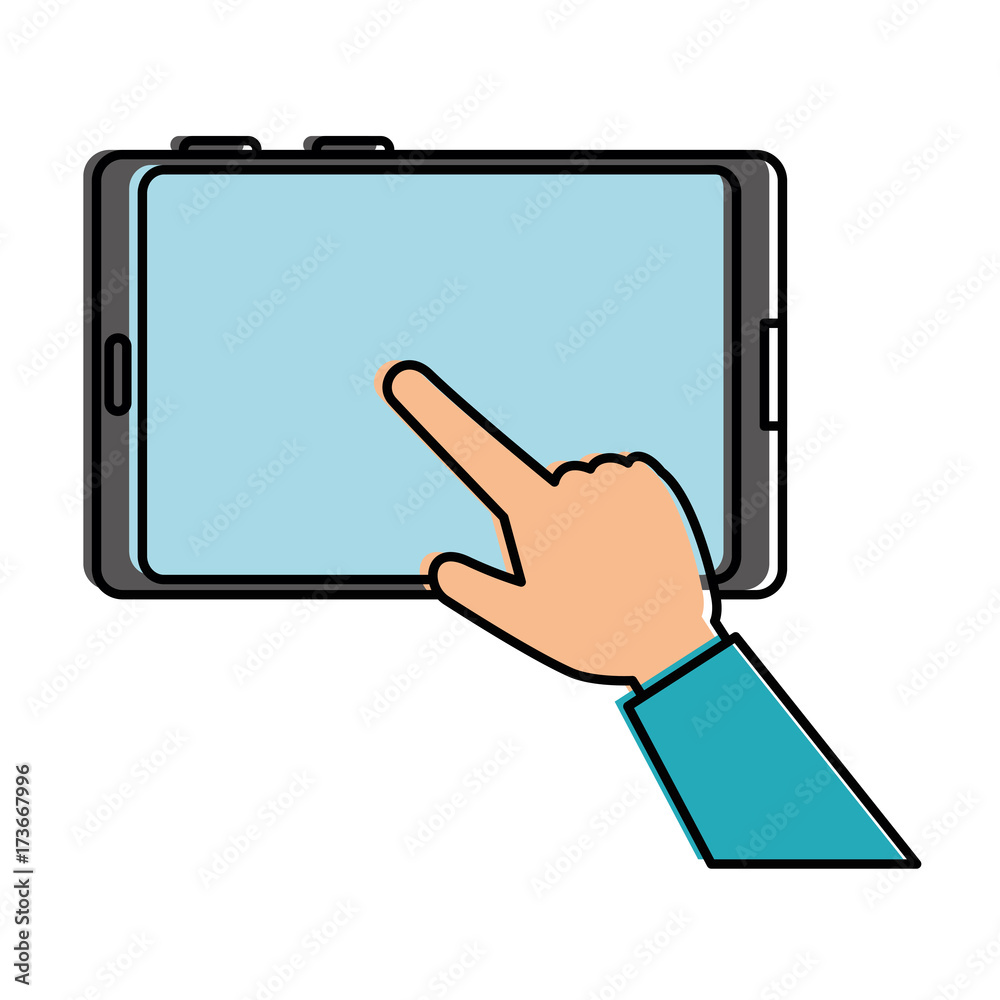 hand user with smartphone isolated icon hand user with smartphone isolated icon