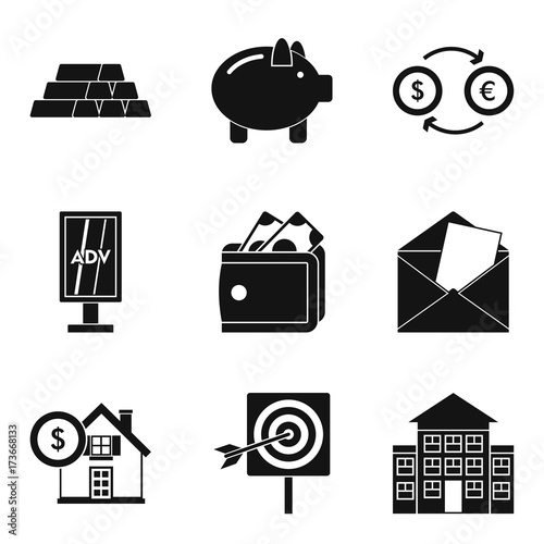 Promiser icons set, simple style