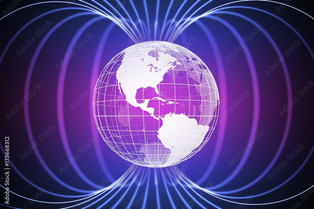 Magnetosphere or magnetic field around Earth. 3D rendered illustration. Magnetosphere or magnetic field around Earth. 3D rendered illustration.