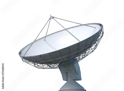 3D rendered illustration of satellite dish or radio antenna. Isolated on white background.