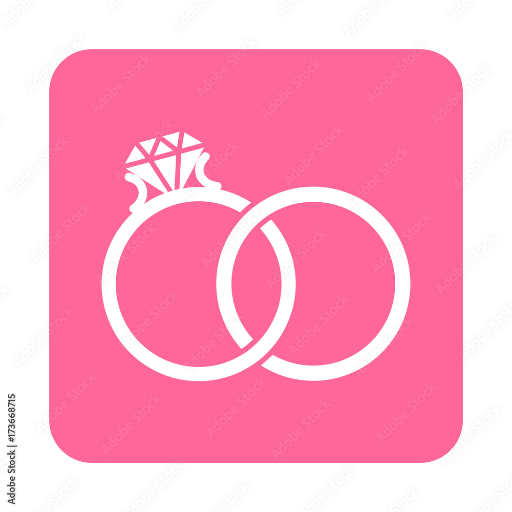 Icono plano anillos matrimonio en cuadrado rosa Stock Illustration | Adobe  Stock