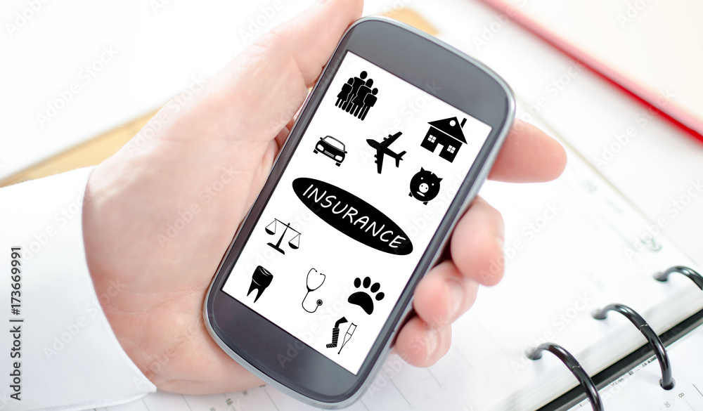 Insurance concept on a smartphone Insurance concept on a smartphone