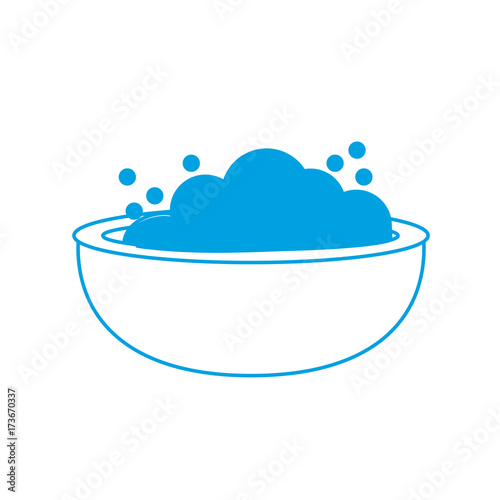 silhouette pail object with detergent and bubbles to clean