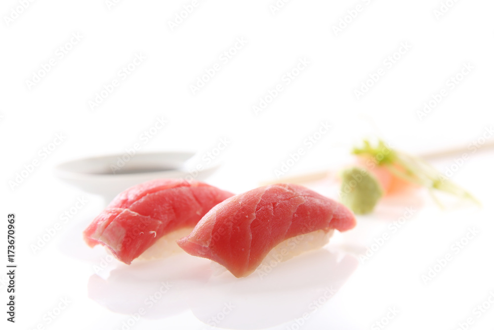 Tuna sushi isolated in white background