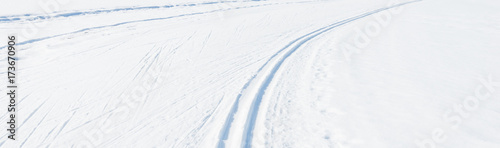 Wallpaper Mural Winter landscape. Winter landscape. Ski track in the snow. Natural background, pattern. Torontodigital.ca