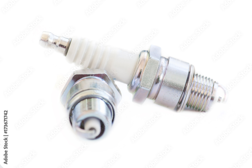 Two spark plugs on white Two spark plugs on white