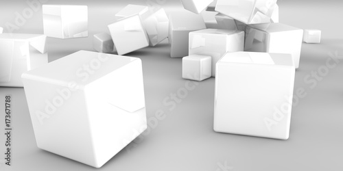3d illustration. Abstract cubes on a light background.