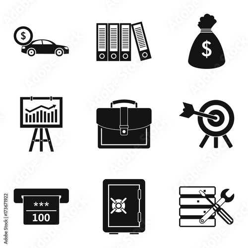 Business portfolio icons set, simple style