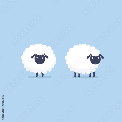 Sheep. Vector illustration. Funny cute sheep characters.