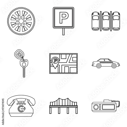 Orientation icons set, outline style