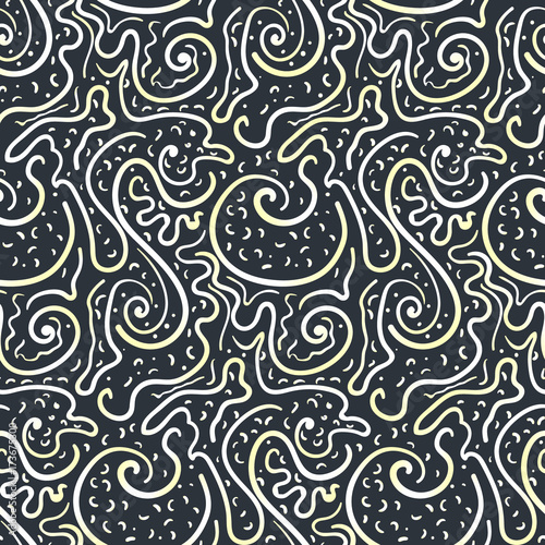 Abstract hand drawn doodle swirls and lines seamless pattern. Modern monochrome vector texture for textile, wrapping paper, cover, surface, background, wallpaper