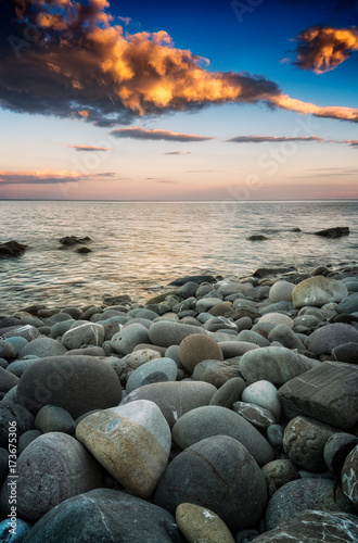 Beautiful pebbles on a sea shore