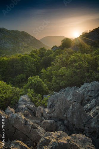 Sunrise in a mountains land