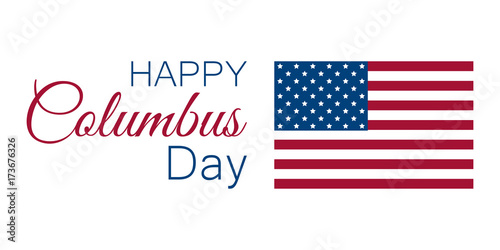 Columbus Day, the discoverer of America, usa flag and continent, holiday banner.  Vector illustration