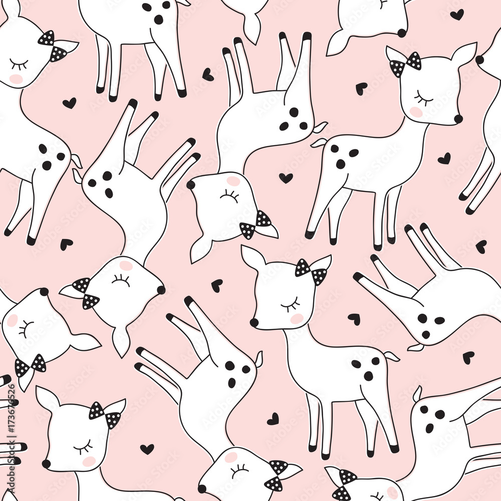 seamless cute deer pattern vector illustration Stock Vector | Adobe Stock