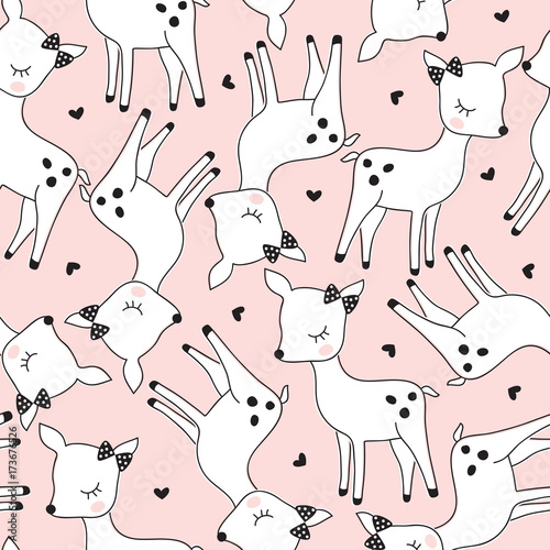 seamless cute deer pattern vector illustration