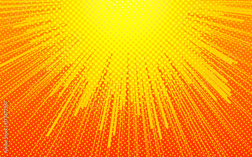 yellow halftone sun. Vector illustration.