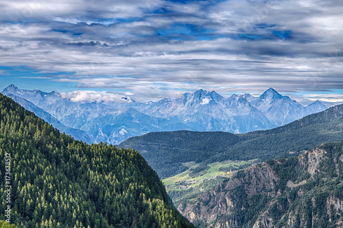 Mountainous landscape of Val D'Aosta, Italy.
