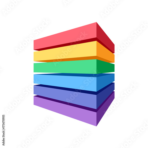 Stack of colored blocks that makes a cube