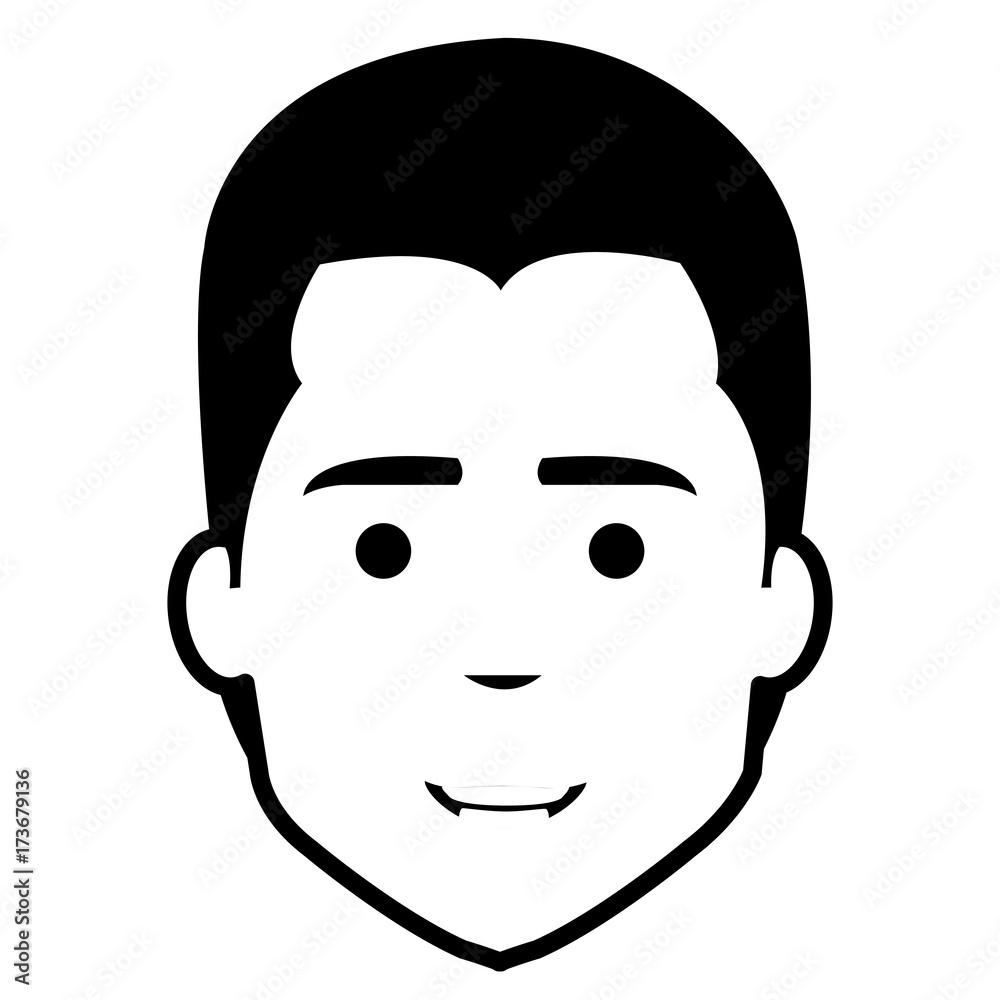 young man head avatar character vector illustration design